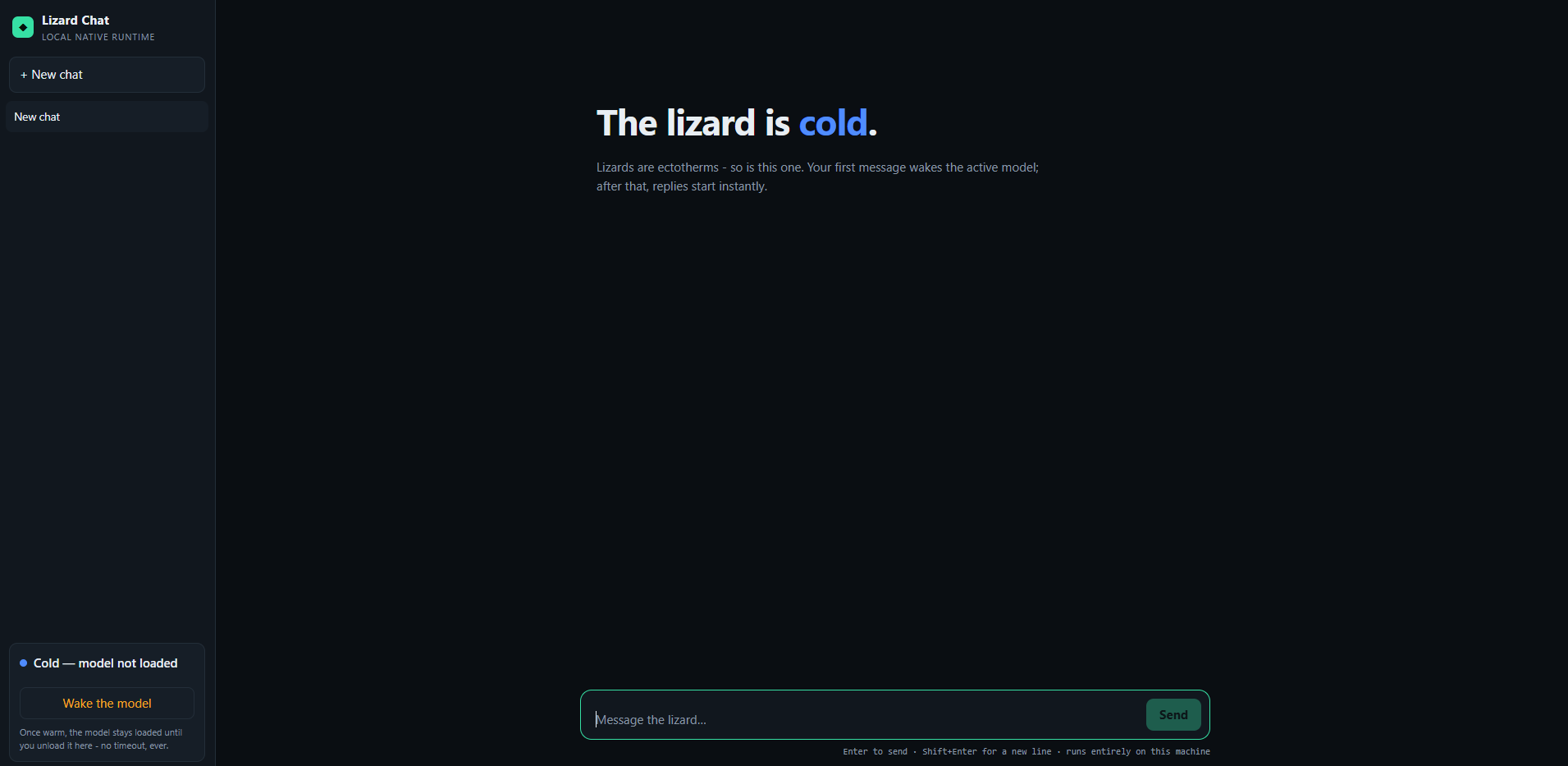 Cold local chat model state